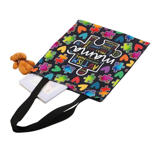 Bolso tote para concienciación sobre el autismo, regalo para mamás de niños con autismo, con diseño de rompecabezas del autismo miniatura 6