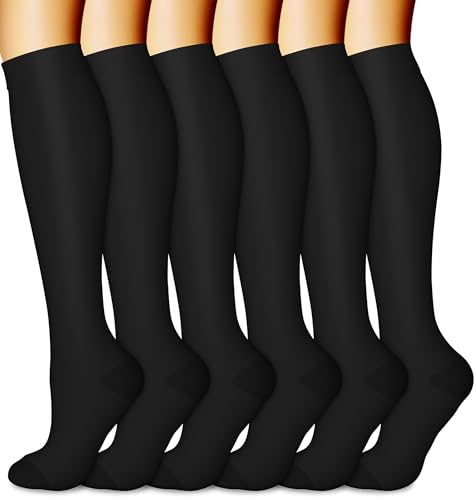 CHARMKING 6 Pairs-Compression Socks for Women & Men Circulation Best Support for Nurses, Running, Athletic,Flight Travel (Multi 04,L/XL)