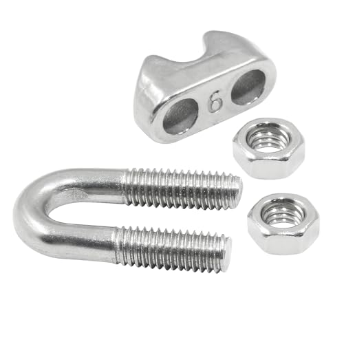 Image of 304 Stainless Steel 1 /4 Inch M6 Wire Rope Cable Clip Clamp,18Pcs U Bolt Saddle Fastener for Securing Loads,Rigging, Temporary Guardrail Systems