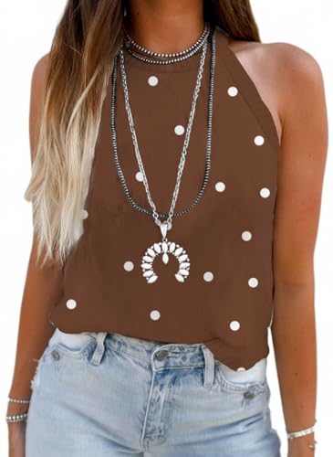 Image of MARZXIN Women Sleeveless Sweater Tank Round Neck Casual Aztec Geometric Knit Sweater Top