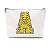 CQM Softball Gifts Initial Makeup Bag Monogrammed Cosmetic Bag Letter A Zipper Pouch Softball Accessories for Girls Women Player Coaches Friend Graduation Birthday Gifts