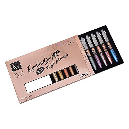 GLAM VISTA EYESHADOE 2 IN 1 EYE PRIMER FASHION COLOR SET OF 12 SHADES - Image 3