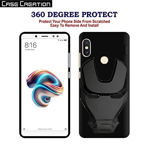 Image of COVERLY Official 3D Smooth Feel Avengers Logo Mask Soft Rugged Grip Iron Man Engraved Cartoon Movie Engraved Silicone Rubber Matte Strong Back Cover for Xiaomi Redmi Note 5 Pro - Black