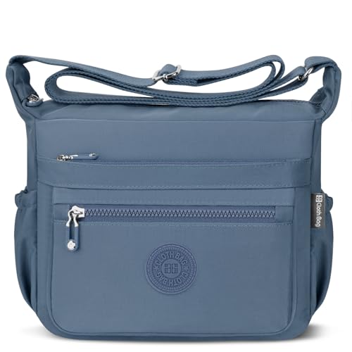 JUYANO Umhängetasche Damen Mittelgroß, Nylon Wasserdicht Handtasche Damen mit mehreren Taschen Leichte Crossbody Bag Damen Verstellbarer Breitem Freizeit für Einkaufen Reisen Schule