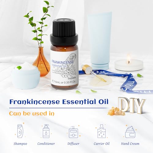 Image of HIQILI 0.33 Fl Oz Frankincense Essential Oil, Relaxing, Skin Care, Camp Atmosphere Creation, Can be Added to Body Lotions, Creams, Aromatherapy Use - 10ml