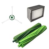 3 Stück Ersatz für für iRobot Roomba Ersatzkit Zubehör für iRobot Roomba i7 i7+/i7 Plus E5 E6 E7 Vacuum Cleaner Filter Ersatzteil (Bürsten seitlichen Cerda, Filter, Bürste) für Staubsauger Roboter