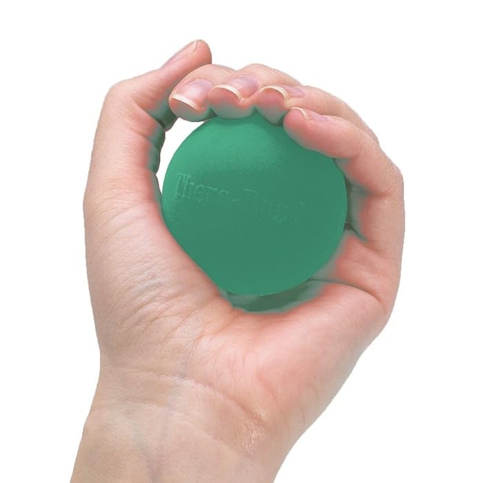 THERABAND Hand Exerciser, Ball For Hand, Wrist, Finger, Forearm, Grip Strengthening & Therapy, Squeeze Ball to Increase Hand Flexibility & Relieve Joint Pain, Green, Medium