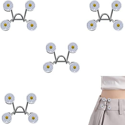 THECLOUDMALL4Pcs Adjustable Waist Buckle || Adjustable Waist Buckle Extender Jean Buttons || Jean Buttons Pins Replacement No Sew Instant Button Detachable