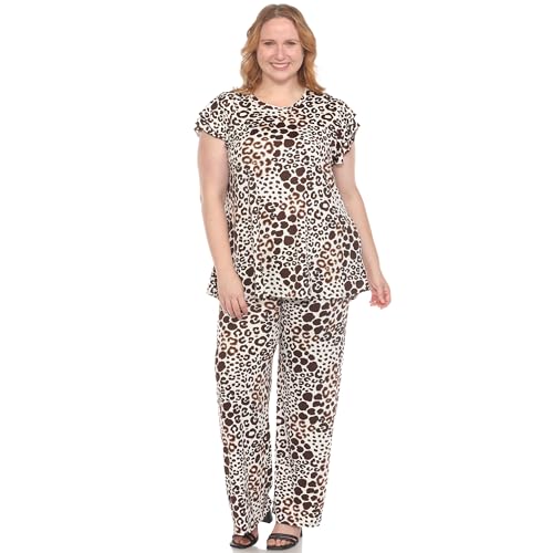 white mark Women's Plus Size 2-Piece Bold Leopard Print Ruffle