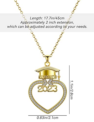 Aviski Graduation Gifts For Her, Class Of 2023 Graduation Cap Necklace Heart Pendant, Initial Necklace High School College Graduation Gifts For Girls, Daughter Best Friends - Gold #TOP1