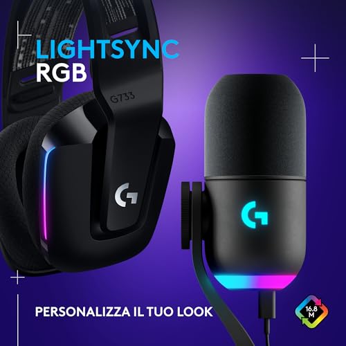 Logitech G733 + Yeti Game Streaming Kit, cuffie e microfono da gaming per un audio professionale durante lo streaming - Immagine 2