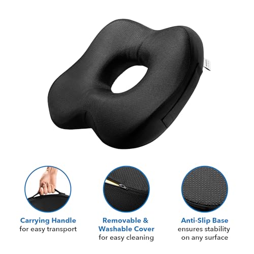 Mount-It! Office Seat Cushion, Premium Lumbar Support, Memory Foam, Gel Filling, Ergonomic Comfort Chair, Use in Car, at Desk, Home, Back, Hip Sciatica Cushions - Washable Cover in Black… by Mount-It! - Used condition - Image 8