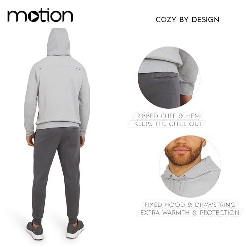 Motion Men's Regular Fit Active Performance Heavyweight Fleece Hooded Sweatshirt, Quarry Heather, Large by Motion - Used condition - Image 4