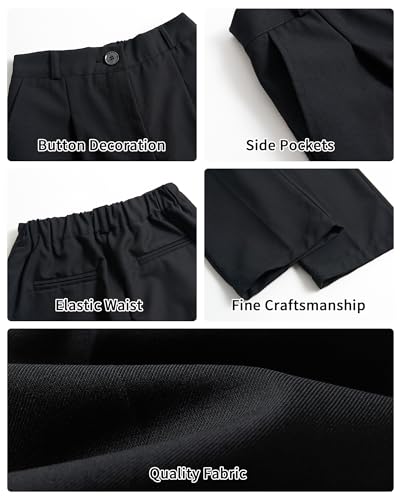 LOLANTA Boys Dress Pants Kids School Uniform Pants Slim Fit Formal Trousers with Belt Loops, Pleated, Elastic 4-14 Years3