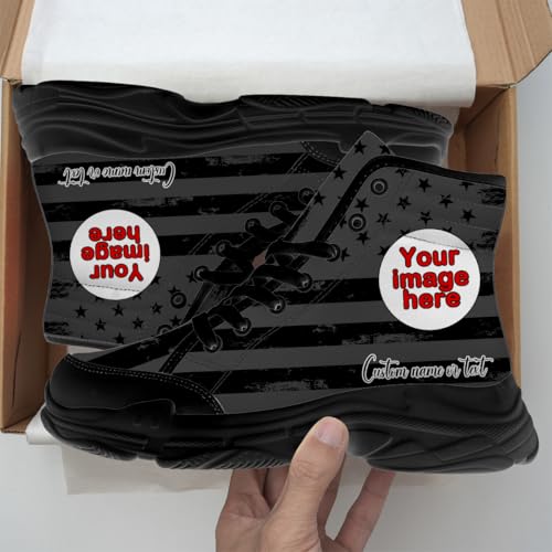 Custom Shoes for Men Women American Flag High Top Canvas Sneakers with Your Image Text Gifts for Her Him3
