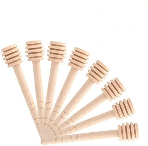 Honiglöffel Set Aus Holz - 4-teilig Mit Rillen-Design Für Honig, Tee & Marmelade