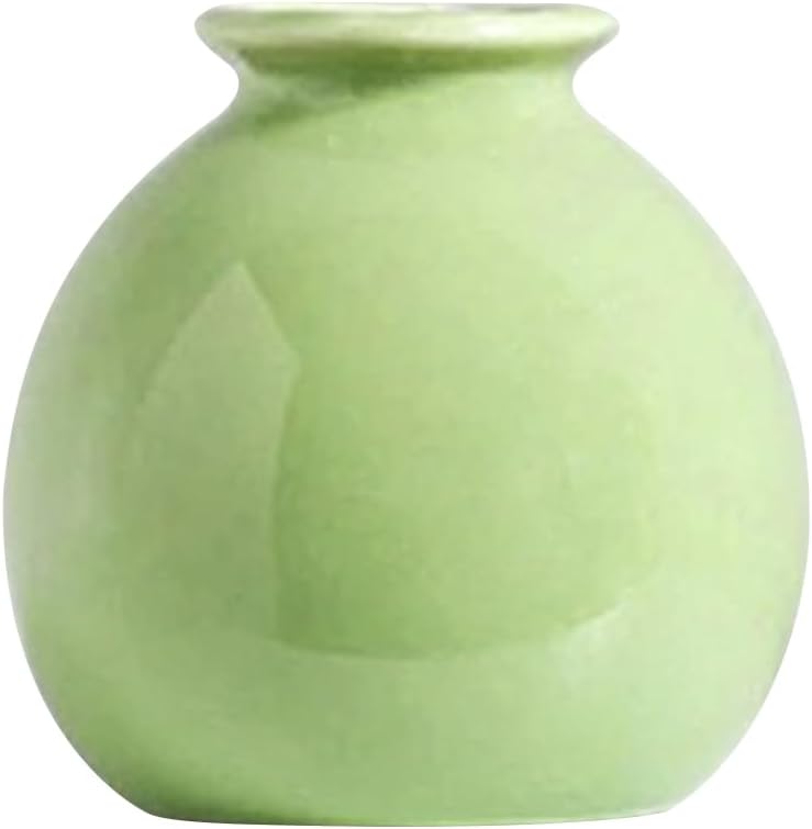 Small Ceramic Vase - Smooth Glaze Modern Decor for Faux & Hydroponic Flowers, Compact Tabletop Vase with Sturdy Base, Wedding/Birthday/Housewarming