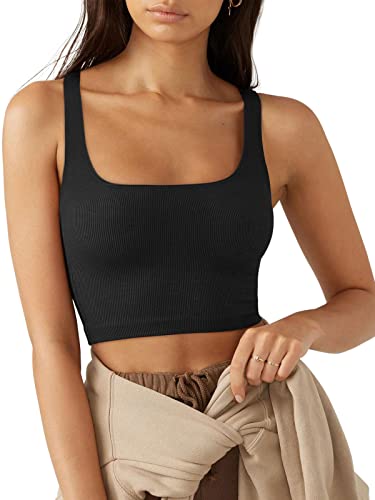 ADREAMLY Crop Tops Damen Ärmellos Fitted Stricken Kurz Top Strick...