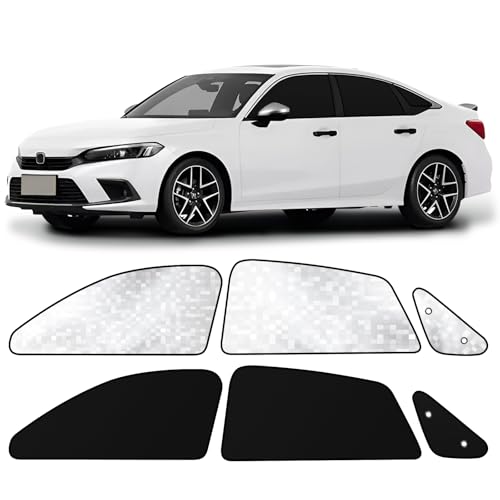 Image of ZATOOTO Car Window Shades for Honda Civic 2017-2024, Side Window Sun Shade with Double Layer Reversible, Black for Blackout Privacy Silver for UV Blocking for Camping Sleeping Travel