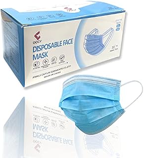 FACE MASK - 3PLY - 50Pcs -DISPOSABLE Nose & Mouth Cover with 3-Layer Material, Elastic Ear Loops & Comfortable Universal Design for Adults & Kids REQUISITE NEEDS