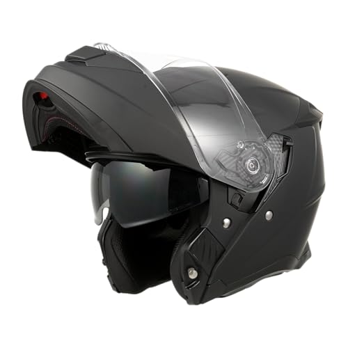 ANYPASS 950 Casque Moto Modulable, Double Visière UV, Homologué ECE 22.06, pour Homme et Femme, Taille S-XXL (Noir Mat, L)