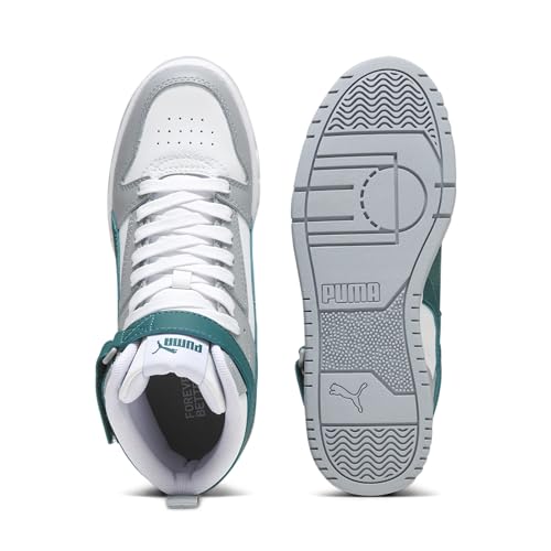 Image of PUMA Sneaker, White Malachite Cool Mid Grey Gold, 5 US Unisex Big Kid