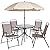 EMMA + OLIVER 6 Piece Brown Patio Garden Set with Umbrella Table and Set of 4 Folding Chairs