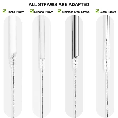 Image of Straw Cleaner Brush Set, 10 Pieces 10 Inch Stainless Steel Handle Straw Brush Set, Extra Long Straw Brush for Tumbler, Sippy Cup, Water Bottle and Tubes