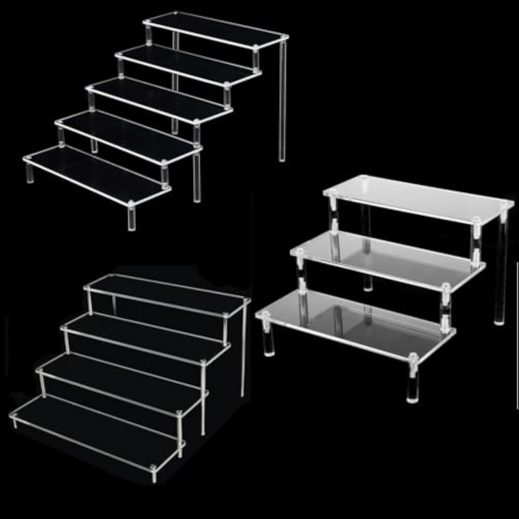 Set of 3 Acrylic Rack Perfume Makeup Organizer Risers
