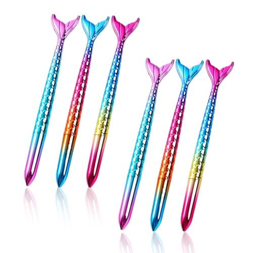 VYIBPDY 6 bolígrafos Biro de sirena con cola de pez para niñas, bolígrafos divertidos para...