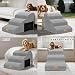 Thihome Hundetreppe für Kleine Hunde 3-Stufig, rutschfeste Haustiertreppe 40cm Hoch, Tragbar Hunderampe für Bett und Sofa, Treppe für Hunde mit Waschbarem Bezug und Rutschfestem Boden, Grau