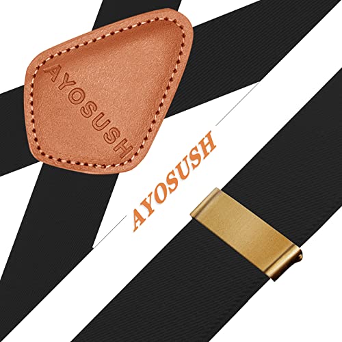 Ayosush Suspenders For Men Swivel Snap Hooks Black Elastic Formal Heavy Duty Braces Big And Tall #TOP4
