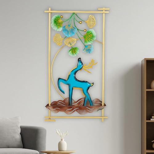 Image of PEDEX - Metal Deer Leaf Wall Art Handcrafted Multicolor Wall Hanging Decor for Living Room, Bedroom, Office, Hotel - Modern Home Decoration Frame (Each Size 22x42 inch)
