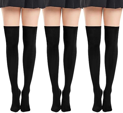 Ammiko Womens Thigh High Socks Cotton Striped Over the Knee Socks Long Knee High Socks Casual High Stockings for Women