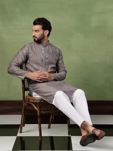 Image of SOJANYA (Since 1958 Men's Cotton Traditional Foil Print Motifs Kurta With Pyjama