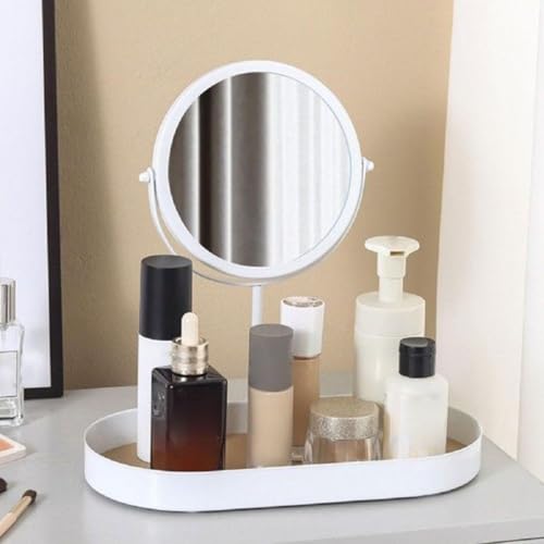 Espejo redondo de maquillaje con base de almacenamiento miniatura 5