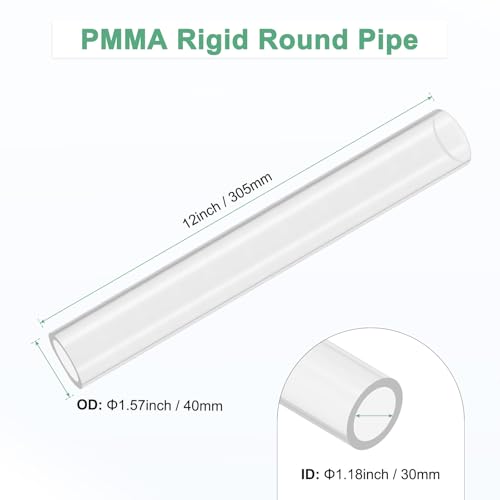 M METERXITY 1Pcs Klare Starre Acrylrohr 30mm[1.18] ID x 40mm[1.57] OD Kunststoff Rundrohr Für Wasserkühlsystem/Lampen/Brunnen/Aquarien/Displayständer Acrylrohr [305mm/12IN]