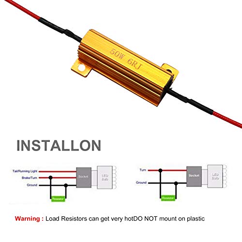 8-Pack 50W 6Ohm LED Load Resistors, Automotive Replacement Resistors for Flickering LED Turn Signal Light & LED License Plate Lights & DRL - Image 5