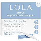LOLA Organic Cotton Tampons, 60 Count - Tampons Regular, Period Feminine Hygiene Products, HSA FSA Approved Products Feminine Care