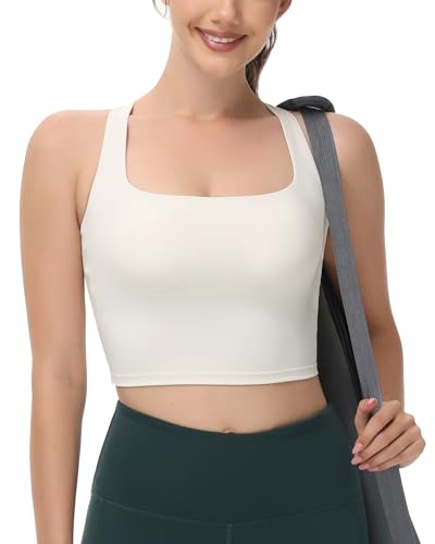 Image of romansong Strappy Yoga Sports Bras for Women Padded Criss-Cross Back Tank Tops