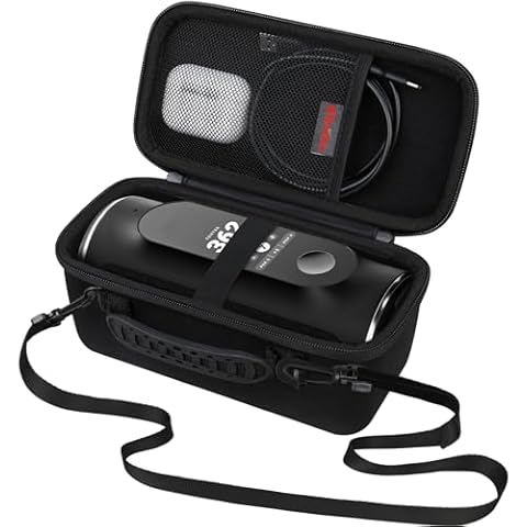 Elonbo Carrying Case for Blue Tees Golf Player+ GPS Speaker, Wireless Ultra Portable Bluetooth Speaker Travel Bag Golf Speaker and Rangefinder Storage Holder, Pocket Fits Cable, Black+shoulder strap Cover