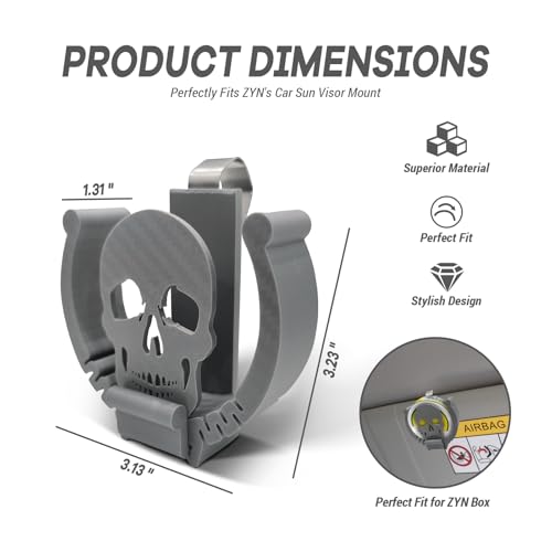 Image of Car Visor Clip Holder for ZYN,Suitable for cans of 2.75 inch*0.78 inch,Universal high-Temperature Resistant Sun Visor Accessories for Bag cansInterior Car Accessories for Organization (Gray Skull)