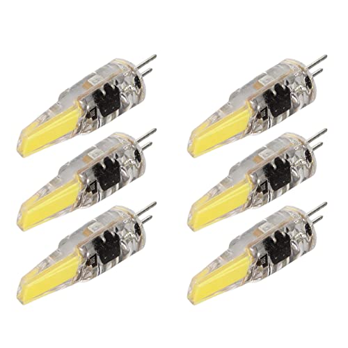 6 Uds 220V 6W G4 Bombillas LED 500LM COB Lámpara 360 Grados Iluminación Disipador de Calor Silicona Antirreflejo para el Hogar Techo Paisaje Lámparas de Araña(Blanco frio 6500K)