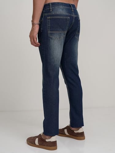 Image of Highlander Mens Tapered Fit Denim Jeans for Man| Regular Length|Mid-Rise|Stretchable Fit| Jeans for Man | Men Jeans