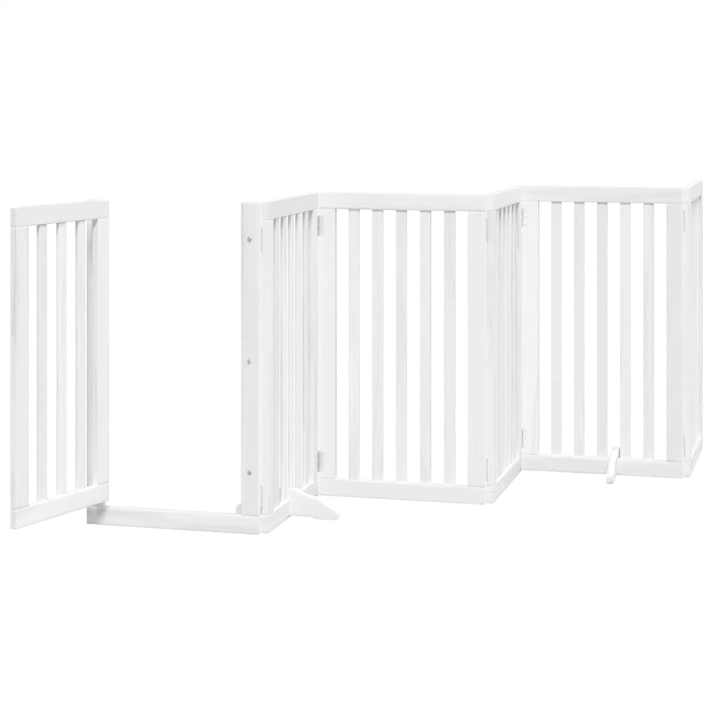 12-TLG. Puerta plegable para perros con puerta, color blanco, 600 cm, madera de álamo, independiente, plegable, protección de seguridad para perros y cachorros, interior y exterior, jardín