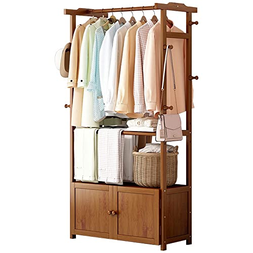 Porte-Manteau Bambou anti-désordre avec porte-pantalons et rangement chaussures entrée