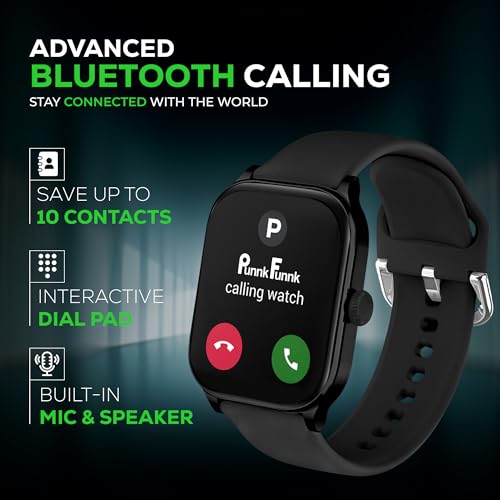 Image of PunnkFunnk NovoLux HD Display Smartwatch for Men & Women Answer /Make Calls, Heart Rate Monitor, 113+ Sports Modes, Step Counter, IP68 Waterproof, Compatible with Android & iOS(Black)