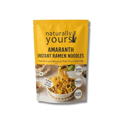 Image of Naturally Yours Amaranth Instant Ramen Noodles | Amaranth, Millet & Whole Wheat | High Protein | No Maida, No MSG, Not Fried | No Onion No Garlic, Jain Friendly | Ready in 2 Minutes | 175g Pack