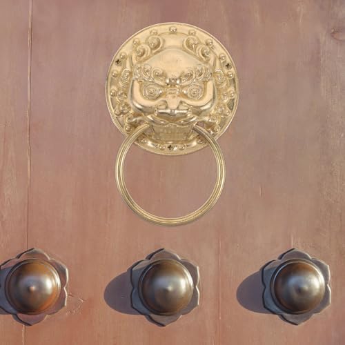 Aldaba de puerta de león en latón dorado vintage para una entrada elegante y resistente 6