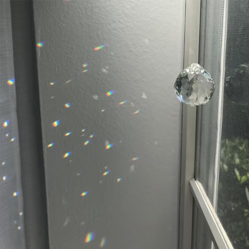 HDCRYSTALGIFTS 48pcs Clear Faceted Crystal Ball Prism 1.2\"/30mm Glass Prism Sun Shine Catcher Rainbow Pendants Maker, Hanging Crystals Prisms for Windows Home Decor - Thumbnail 5
